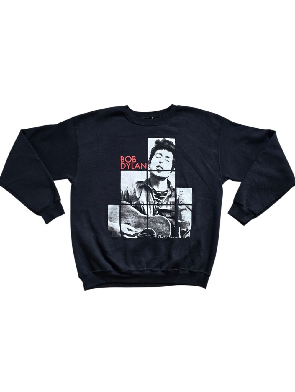 Bob Dylan Men's Squares Black Crew Fleece Size Large